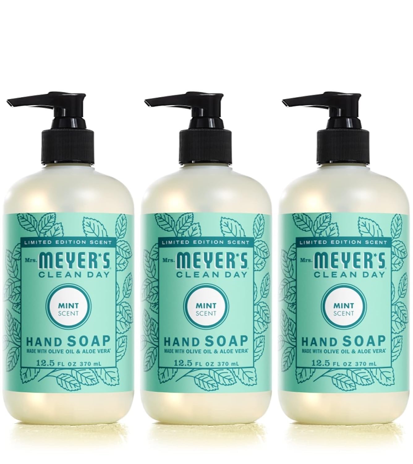 Mrs. Meyer 'S Clean Day Hand Soap, Made With Essential Oils, Biodegradable Formula, Limited Edition Mint, 12.5 Fl. Oz - Pack Of