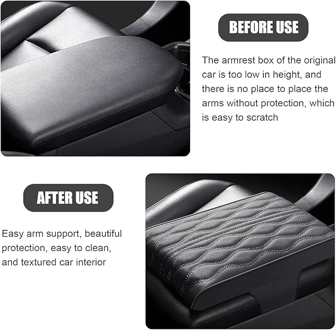 Leather Car Armrest Box Pad for Tesla Cybertruck 2023 2024, Memory Foam Car Center Console Cover Comfort Waterproof Arm Rest Cushion Pad Universal Accessories,C/Beige