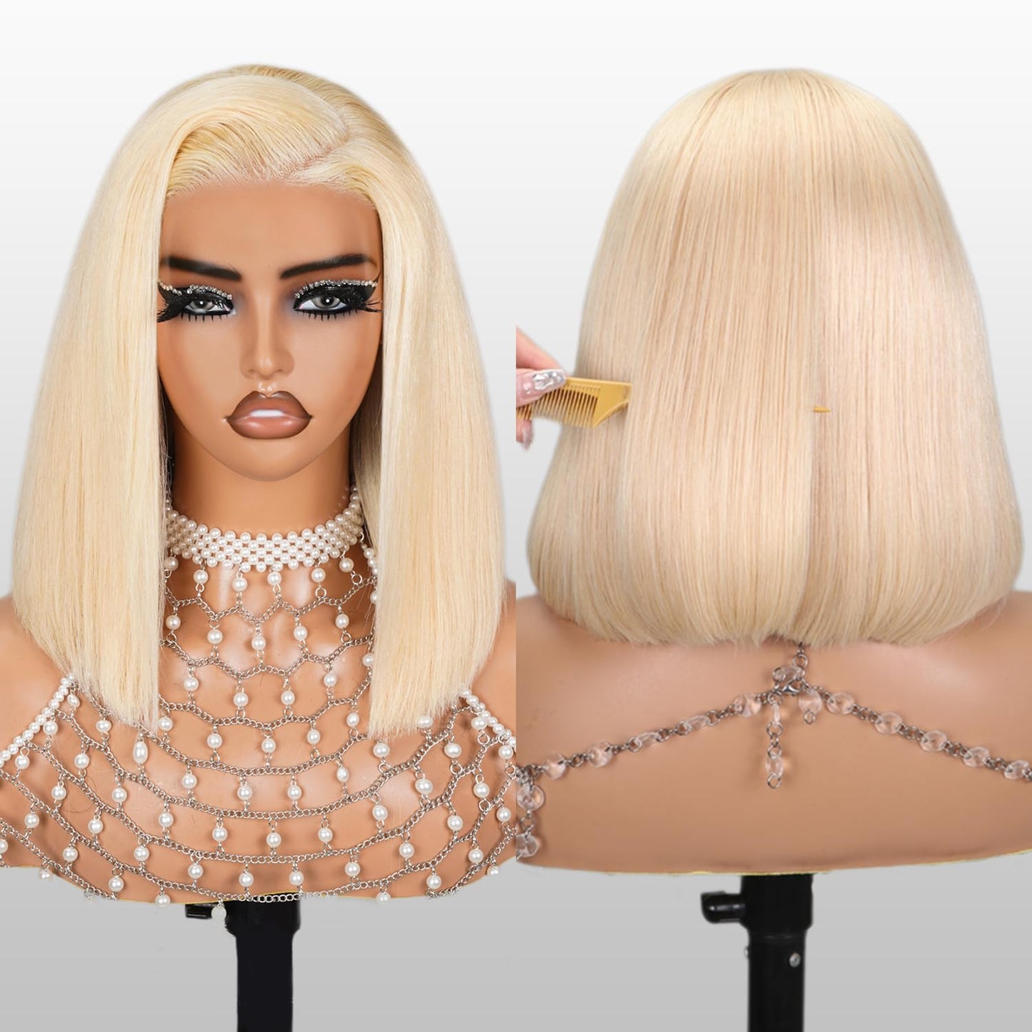 Superlook 6  5 Blonde 613 Bob Wig Human Hair Wear And Go Glueless Wigs Pre Cut 210% Density 613 Lace Front Wig Human Hair 613 Cl