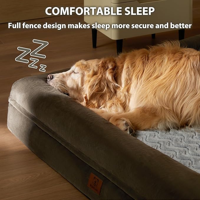WNPETHOME Giant Dog Bed, Washable Dog Couch with Removable Waterproof Cover, Orthopedic Large Pet Sofa Bed with Bolster Sides for Sleeping