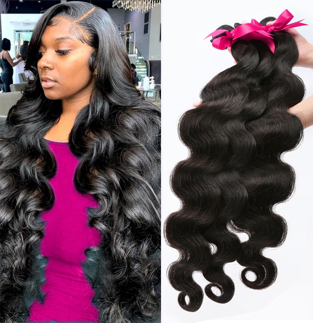 Human Hair Bundles Body Wave 4 Bundles (14 16 18 20) 12A Unprocessed Brazilian Virgin Human Hair Weave Bundles Deals Double Weft