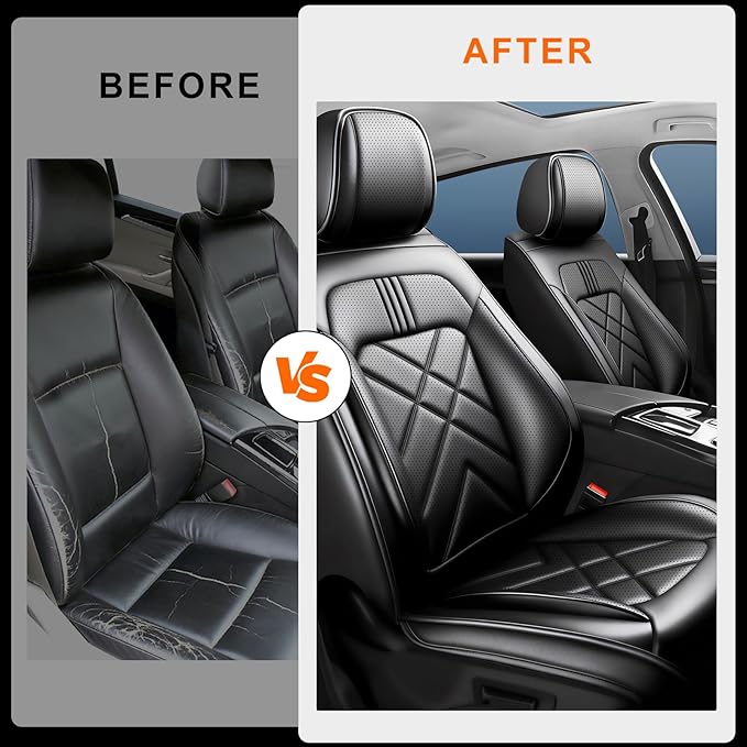 CX-7 Car Seat Covers Custom Fit for Mazda CX-7 2007-2012, Full Coverage Premium Leather Waterproof Breathable Seat Covers, Automotive Seat Protectors, Airbag Compatible(2 Front Seats, Black)