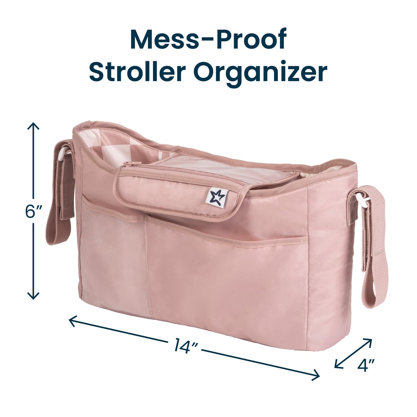 Tiny Twinkle Universal Stroller Organizer with Adjustable Strap - Waterproof Stroller Caddy Fits Baby Jogger, Nuna, Graco, Donna and Bugaboo Strollers (Luna）