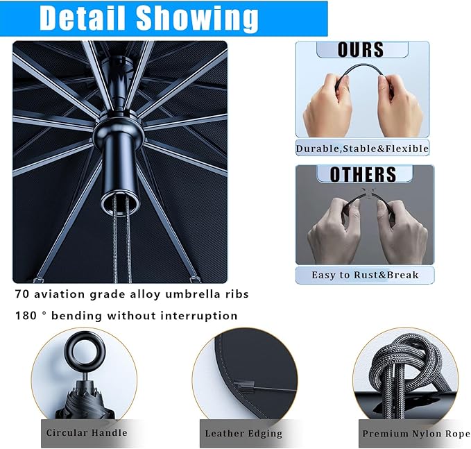 JDDRY Car Front Windshield Sun Shade with Pull Cord, Umbrella Sun Shade for Windshield, 2024 Upgrade Car Umbrella Sunshade, MPV (150x95cm/59x37.4)