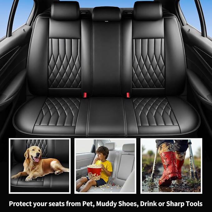 Fit TLX Car Seat Covers for Acura TLX 2014-2025 2026 - Premium Leather, Waterproof, All-Weather, Airbag Compatible, Anti-Slip, Breathable, Easy Install, Seat Protectors, Full Set, Black