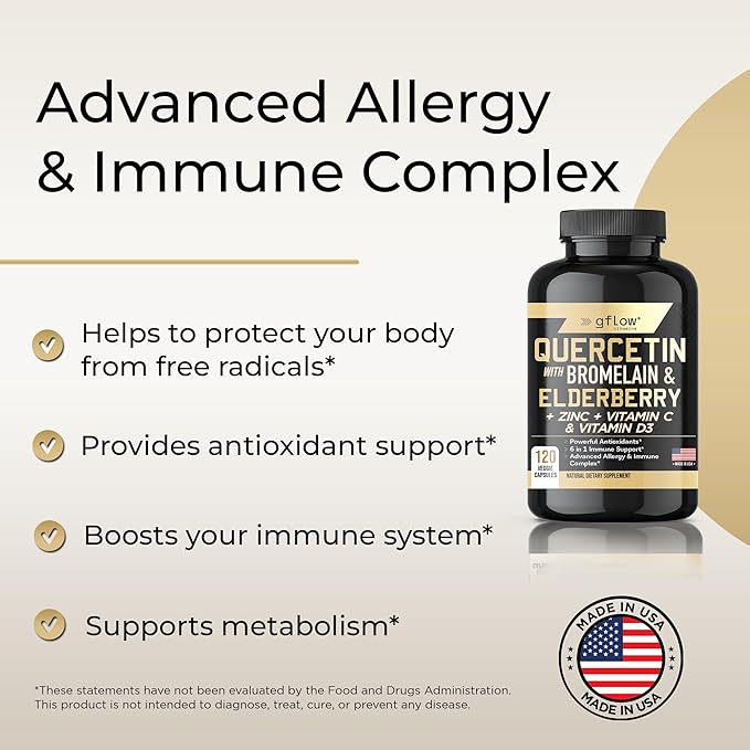 Quercetin with Vitamin C and Zinc - 500mg - Quercetin with Bromelain - Zinc Quercetin - 120 Veggie Caps - Elderberry with zinc and Vitamin c for Adults (Non-GMO, Vegan) 4 Months Supply