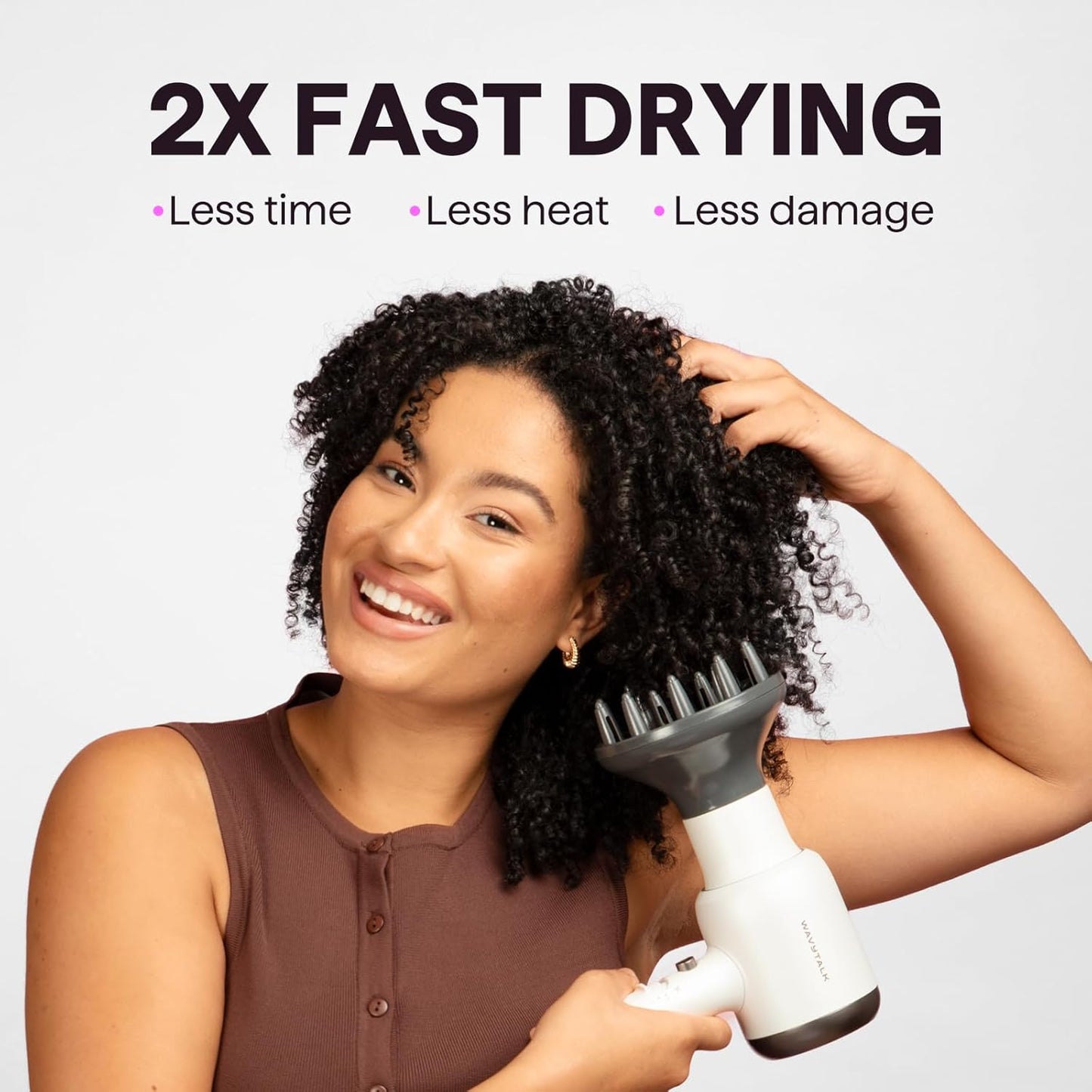 Ionic Hair Dryer for Curly Hair | 1875W Fast Drying | Diffuser & Attachments | Rose Gold