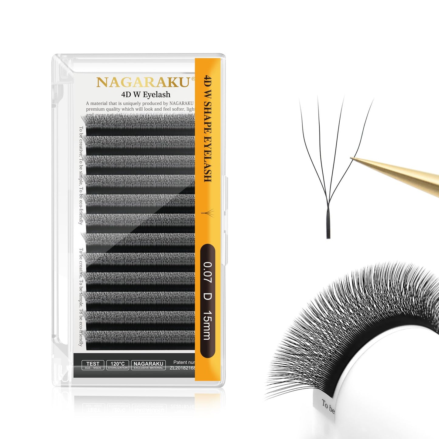 Nagaraku 4D W Shape Eyelash Extension Supplies Natural Soft Volume 0.07Mm D Curl 15Mm Premade Fans Faux Mink Matte Black Cluster