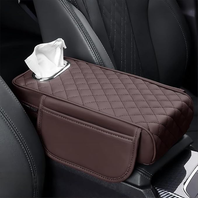 Car Center Console Cover for Lexus RX SUV RX 300 /RX 350 /RX 350L /RX 350 L F/RX 450h /RX 450hL, Leather Car Arm Rest Cover, Car Armrest Cushion with 2 Storage Bags Car Center Console Armrest Pad