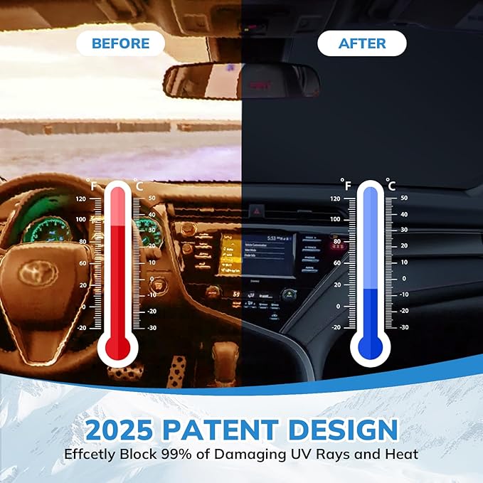 Windshield Sun Shade New American Eagle Flag USA Patriotic Design - Folding Car Front Window Sunshade for Cars SUV Trucks, Max UV Blocking and Keep The Vehicle Cool(64"x33.5")