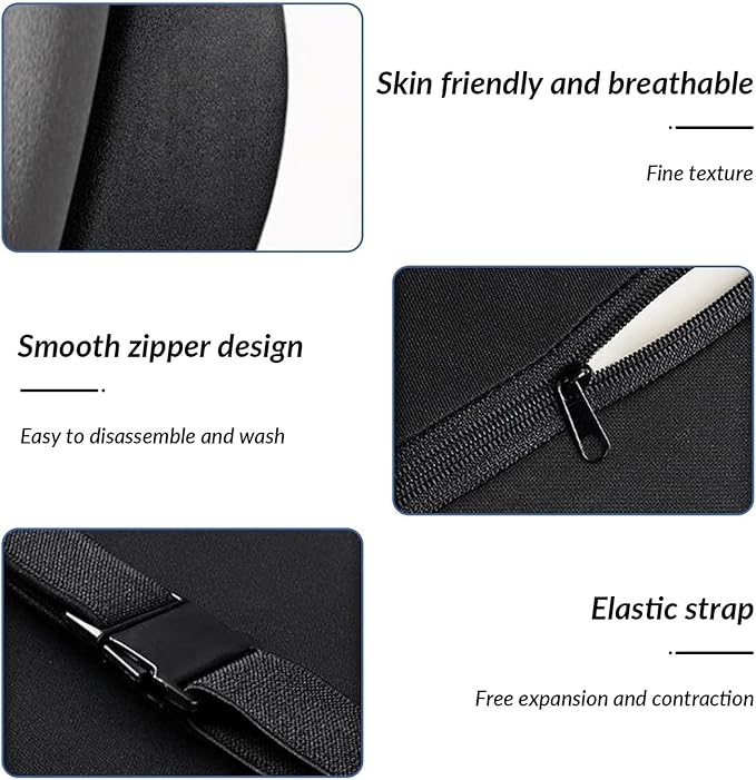 Car Headrest & Lumbar Support Cushion for Subaru Forester SK 5.Gen 2019-2022, Ergonomic Memory Foam Pillow Adjustable Strap Removable Cover Relieve Neck Back Pain Driving Seat, Blue