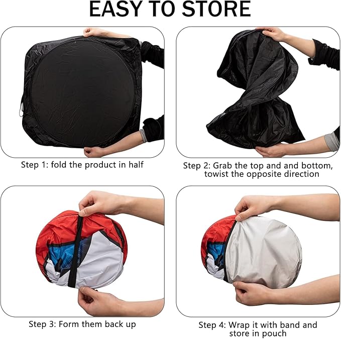 Car Windshield Sun Shade, Funny Eyes Sun Visor, Wear-Resistant Black Tape, Foldable 160x86cm/63x33.86inch