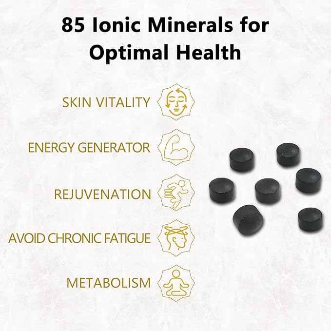 Maximum Potency Pure Shilajit Tablets, Organic Shilajit for Men, Contains 85+ Trace Minerals and Fulvic Acid, Replenishes Energy, Promotes Metabolism, and Improves Immunity