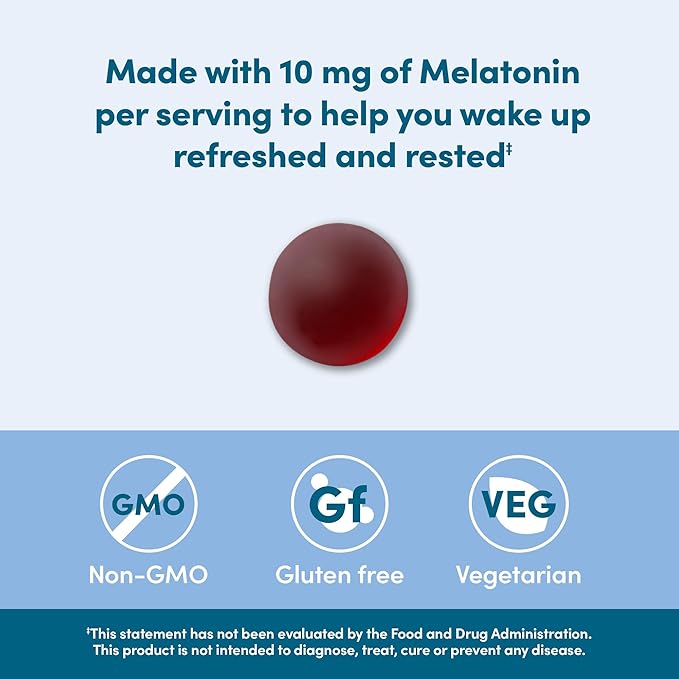 Amazon Elements - Melatonin 10mg Gummies, Supports Restful Sleep, Strawberry, 60 Count (Previously Revly)
