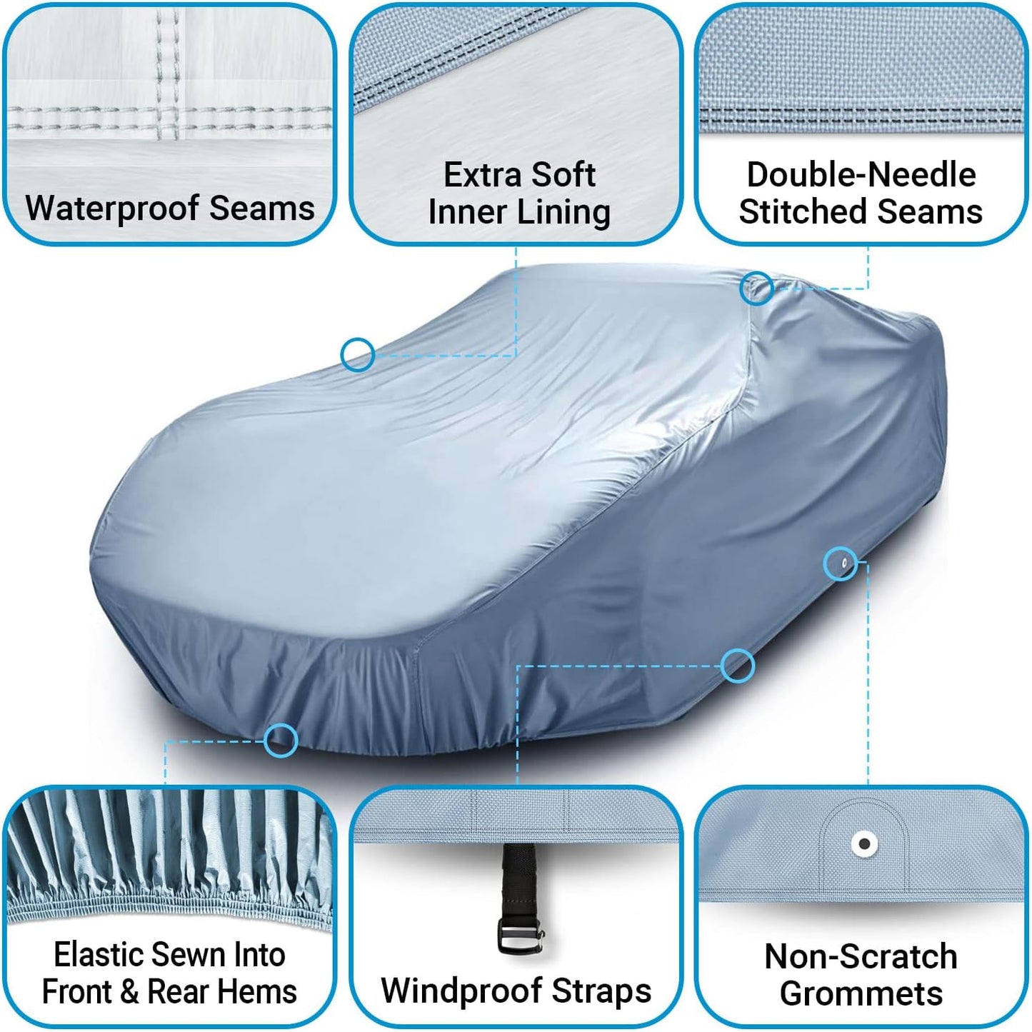 iCarCover Premium Car Cover for 1971-1976 Pontiac Catalina Heavy Duty Waterproof All-Weather Automobiles Custom Fit Indoor Outdoor UV Snow Protection Covers with Straps and Bag