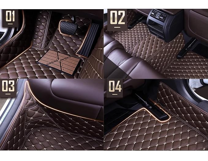 Custom Personalized Floor Mats for Cars，Luxury Full Coverage All Weather Car Floor Mats，Anti-Slip Leather Car Mat Set ，Custom Floor Mats for 99% of Cars, Trucks & SUVs (All Black)