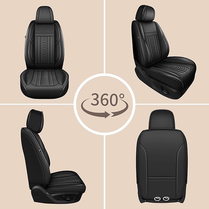 TTX LIGHTING for Chevy Tahoe 2011-2026 Seat Covers: Waterproof Leather Seat Protector with Airbag Compatible (2 Front Seats,Black)
