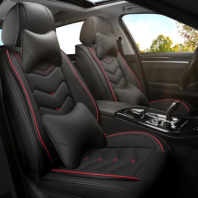 Car Seat Covers for Cadillac CTS 2003-2019, Premium Nappa Leather Car Seat Cover, Stylish Sport Seat Covers， Automobile Seat Cover Sets.(Luxury 2 Seats/Black)
