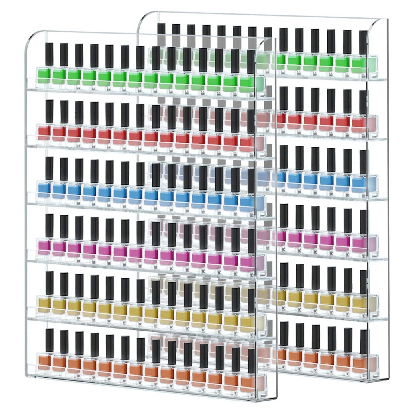 Femeli 2 Pack Nail Polish Wall Racks 20 * 24 Inch Hold Up To 240 Bottles,Clear Acrylic Nail Polish Shelf Organizer Wall Mounted