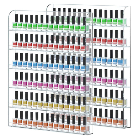 Femeli 2 Pack Nail Polish Wall Racks 20 * 24 Inch Hold Up To 240 Bottles,Clear Acrylic Nail Polish Shelf Organizer Wall Mounted