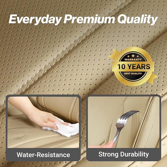 Coverland Custom Fit Car Seat Covers for SUV Compatible with [RX 350, RX 450hL, NX 350, Q5 Sportback, Nautilus] Premium Waterproof Non-Slip Interior Seat Protector [Front Beige - Size Chart A14]