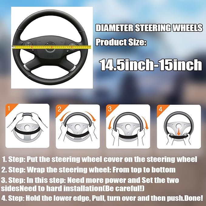 BELOMI Leather Car Steering Wheel Cover, Universal 15 Inch for Car Truck SUV, Non-Slip and Breathable, Sport Style Design Odorless Steering Wheel Protector, Automotive Interior Accessories (Purple)