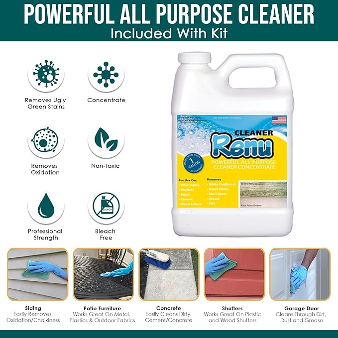 Premium Restorer-Restores Original Color & Rejuvenates Faded Shutters, Patio Furniture, Garage/Front Doors & More | Eco-Friendly |Lasts 10 Yrs.| Includes Powerful Cleaner | Quart Kit