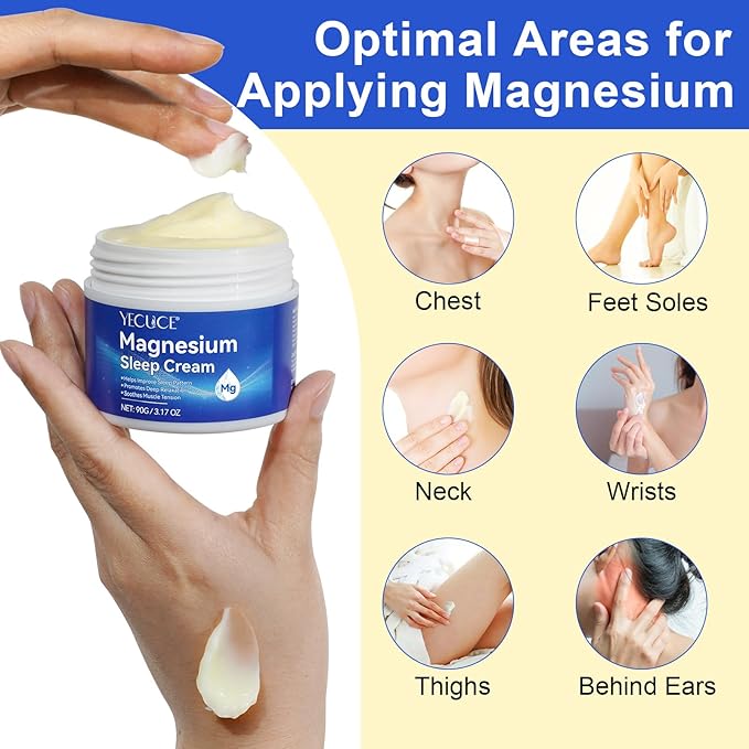 Magnesium Cream, Topical Magnesium Oil Cream with Pure Zechstein Magnesium, Magnesium Oil for Feet, Legs, Arms and Chest, Topical Magnesium Chloride, Easy to Use, Easy to Absortion