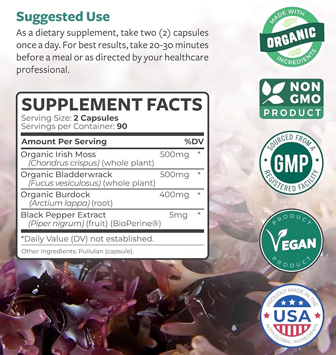 Sea Moss & St. John's Wort (2-Month Supply) Mood Moss Blend - Organic Irish Sea Moss - Raw Vegan Supplement (180 Caps) & St John's Wort with Powerful 900mcg Hypericin Vegan Non-GMO (180 Capsules)