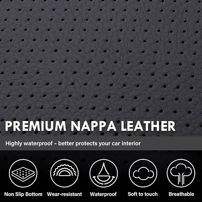 Coverado Chevy Silverado Seat Covers Full Set, Faux Leather Car Seat Covers Fit for 2014-2018 1500, 2015-2019 2500HD 3500HD Chevy Silverado GMC Sierra Crew Double Extended Cab(Blueline)