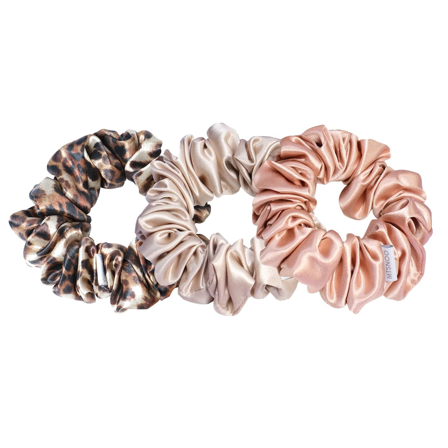 Mtsnoo 100% Pure 22 Momme Mulberry Silk Scrunchies Set - Mini Hair Ties With Elastic Band, 3 Pack For Curly Hair And Sleep