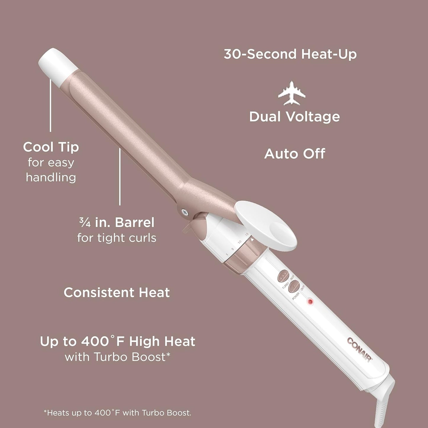 Conair Double Ceramic 1-Inch Curling Iron | Classic Curls | White/Rose Gold