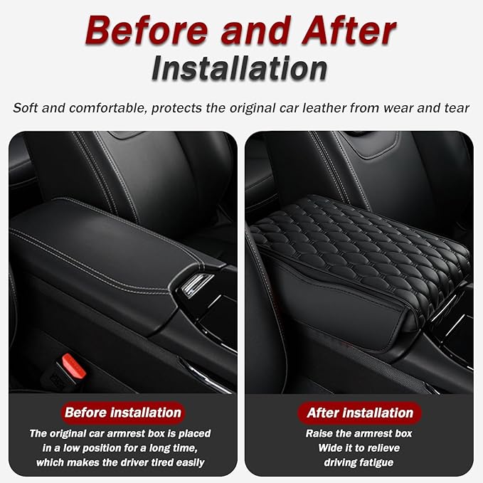 Car Center Console Cover for Toyota Venza 2008-2015 2021 2022 2023 2024 2025, Thick Armrest Cushion Pad with Side Storage Pockets, Center Console Protector, Arm Rest Cover