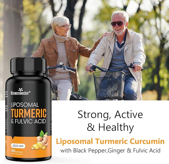 2000 mg Liposomal Turmeric Curcumin with Black Pepper & Ginger for Superior Absorption with Fulvic Acid and Humic Acid (60 Count (Pack of 4))