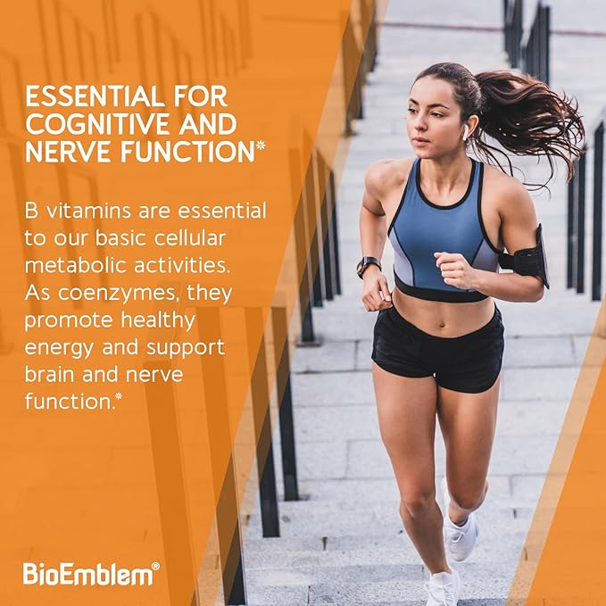 BioEmblem B Complex Vitamins | Complete B-Vitamin Formula with Active Methylated Forms | Supports Energy, Mental Clarity & Immune Health | Non-GMO, Vegan, Soy-Free, Gluten-Free |270 Capsules