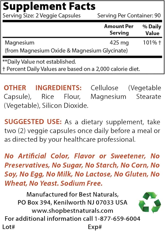 Calcium D-Glucarate 200 mg & Magnesium Glycinate 425 mg