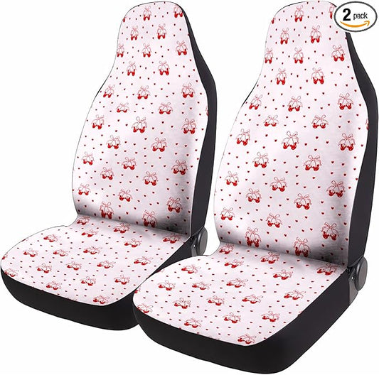 GENANY Pink Polka Dot Car Seat Covers Set of 2, Girly Breathable Front Seat Covers for Truck Sedan SUV, Cute Pink Car Accessories, for Women Men