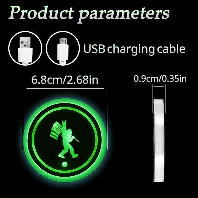 Cherry LED Cup Holder Lights for Car,2Pcs LED Light Up Cup Holder Coasters with USB Charging 7 Colors 3 Modes,Waterproof Interior Atmosphere Lamp,Car Decor Accessories Cherry Gifts for Women Men
