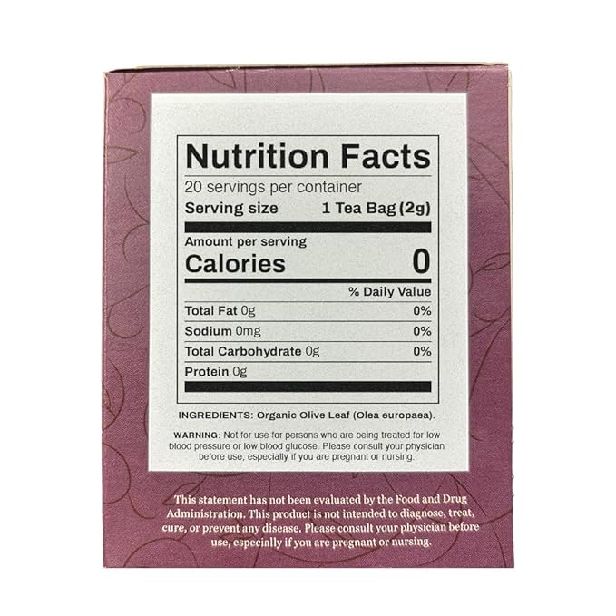 Organic Positively Botanicals Company, Olive Leaf Herbal Tea Bags, 20 Count