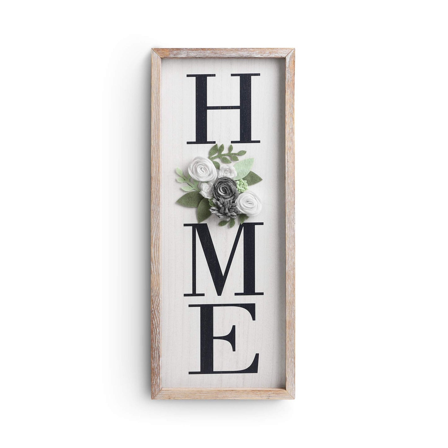 Besuerte HOME Sign Wall Decor, Modern Farmhouse Hanging Wall Art Plaque Gallery with Felt Flower for Letter O for Living Room, Entry, Dining Room Decor, Rustic Brown