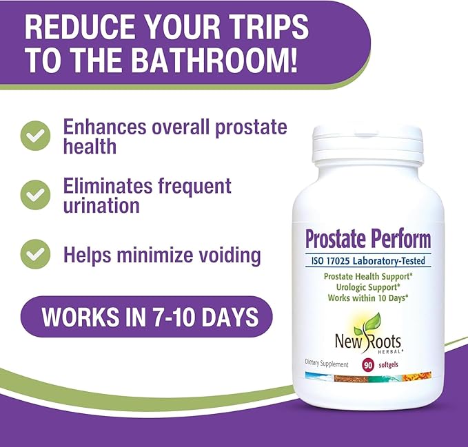 New Roots | Prostate Support Supplement with 16 Herbal Ingredients: Saw Palmetto, Plant Sterols, Borage Oil, Selenium, Vitamins & Zinc (60 Softgels) Relieves Weak Urine Flow, Frequent Urination