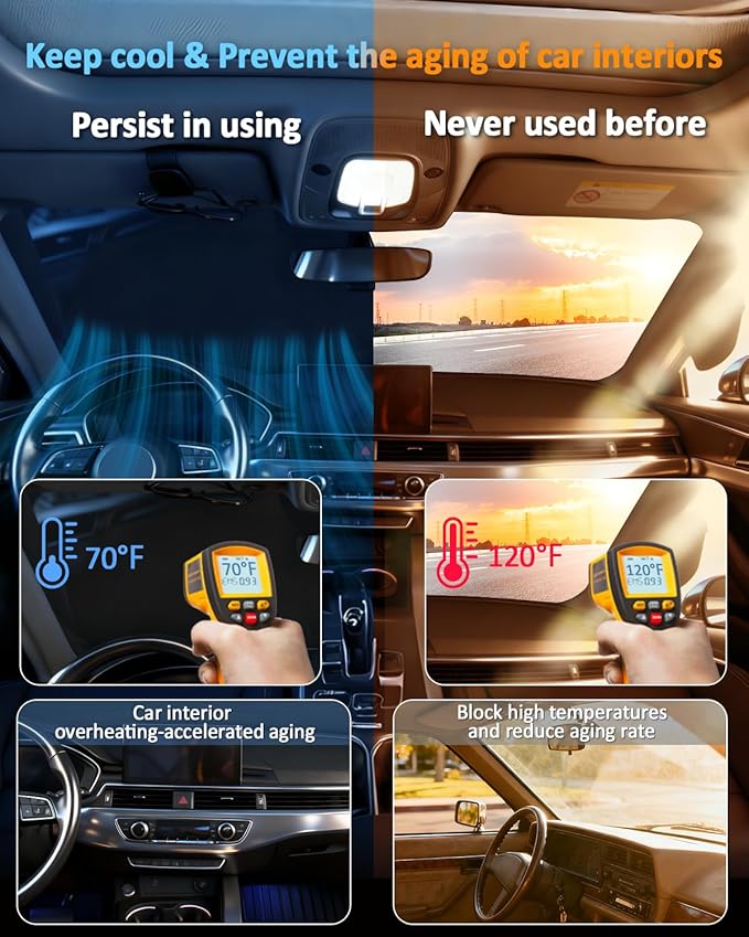 Windshield Sunshade for Cadillac Lyriq 2023-2026 Sun Shade Car Windshield Accessories Technology Upgrade 4 Layers Blocks UV Rays Custom Fit Lyriq 240T Car Window Shades Windshield Keep Cool
