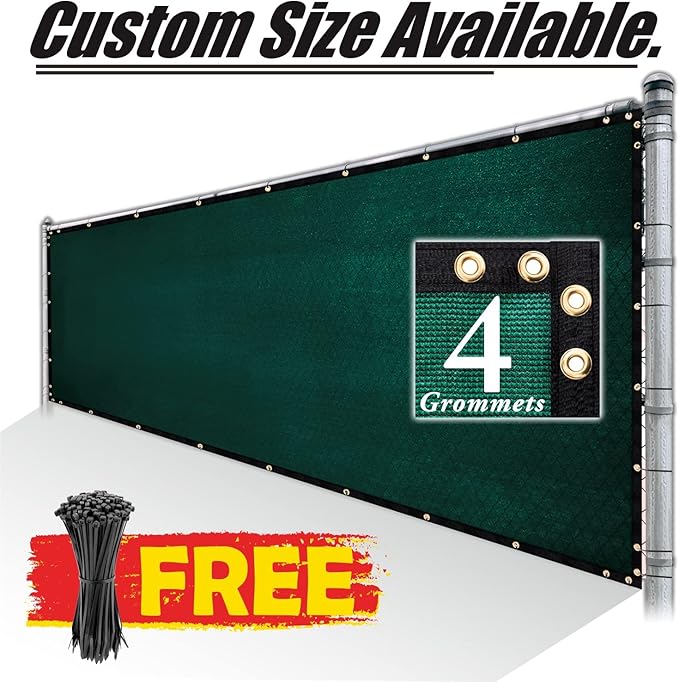 Royal Shade Custom Size 6' x 19' Green Fence Privacy Screen Windscreen Cover Netting Mesh Fabric Cloth - Cable Zip Ties Included (We Make Custom Size)