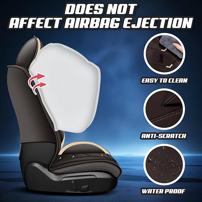 Car Seat Covers for Jeep Grand Cherokee L 2021-2025, Premium Nappa Leather Car Seat Cover, Stylish Sport Seat Covers， Automobile Seat Cover Sets.(Standard 5 Seats/Coffee Color)