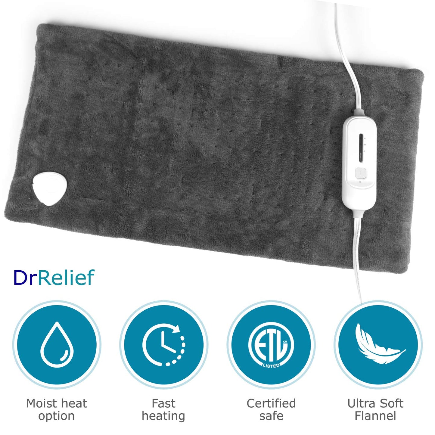 SUNAID Full Back Electric Heating Pad Fast Heating Wrap with Auto Shut Off for Back, Neck and Shoulder, Abdomen, Waist Pain Relief, Dry/Moist Option (12" x 24" (Navy))