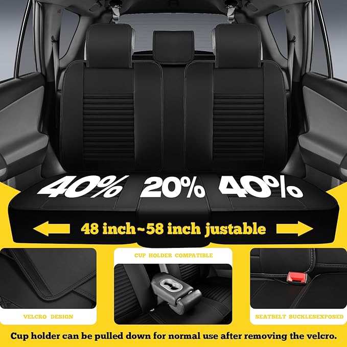 LINGVIDO Full Set Car Seat Covers, Faux Nappa Leather, Airbag Compatible and Waterproof Protectors for Sedans SUVs, Breathable Interior for Active Families, Pets, and Commuters (5 Seats, Black/Red)