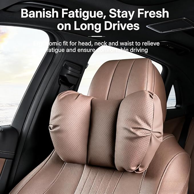 Car Neck Pillow & Lumbar Support for Nissan Altima Maxima Pathfinder Armada Rogue Sentra Versa Kicks Murano Leaf Ergonomic Breathable Mesh Auto Seat Back Cushion Headrest
