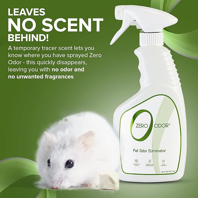Zero Odor - Pet Odor Eliminator for Strong Odor, Eliminate Air & Surface Odors – Patented Molecular Technology Best For Carpet, Furniture, Beds Smell Great Again (Over 400 Sprays Per Bottle)