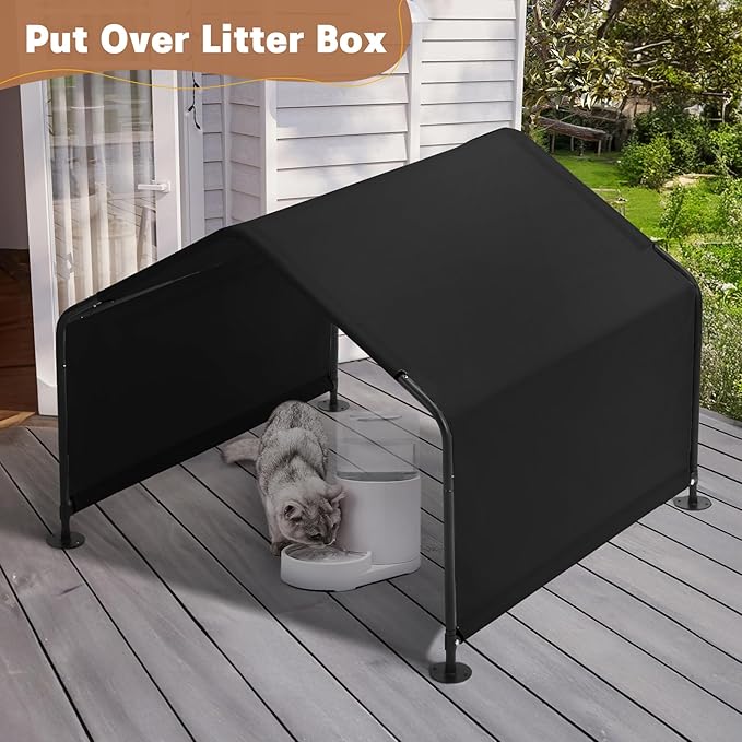 Dog Shade Shelter Outdoor 4'x4'x3' Tent for Large Medium Dogs, Outside Sun Rain Canopy Pet House for Cats Pigs Livestock with Waterproof Roof Ground Nails,Black