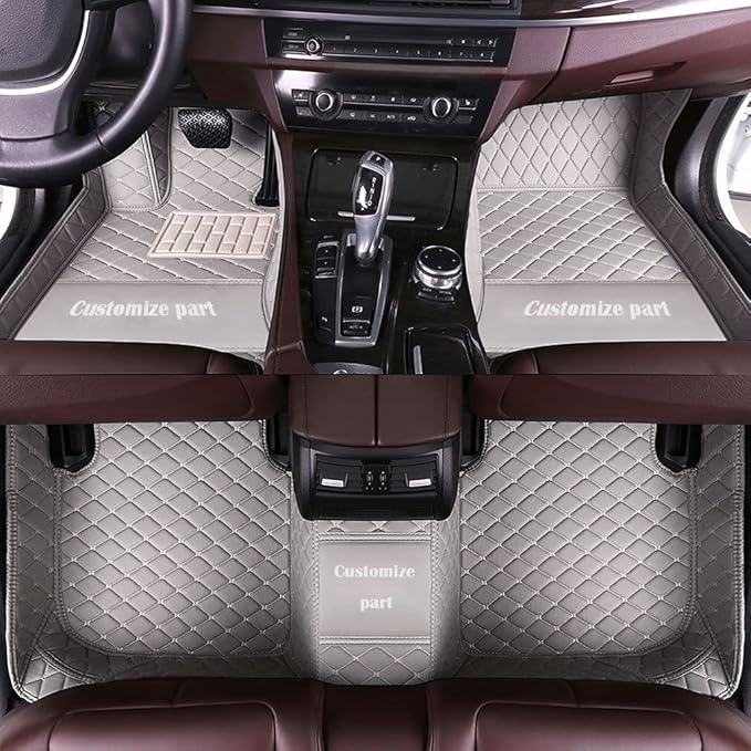 MELKEN Custom Fit Leather Car Floor Mats for 95% of Cars Full Coverage Floor Liners Car Mats (Gray)